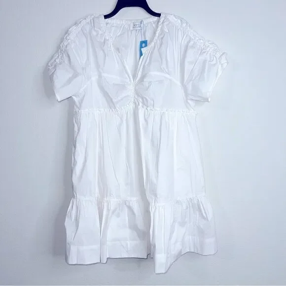 Tanya Taylor Amaria Ruffle Poplin A-Line Dress, New, Size XL